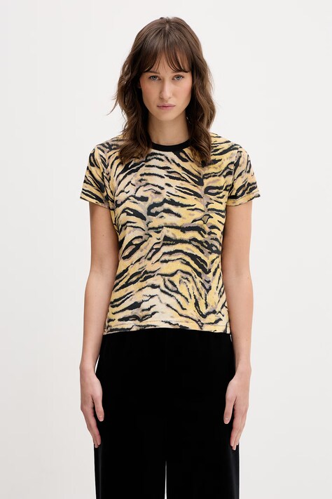 Kenzo t-shirt bawełniany GOTS KENZO TIGER CLASSIC T-SHI damski kolor żółty FG52TS2154SK