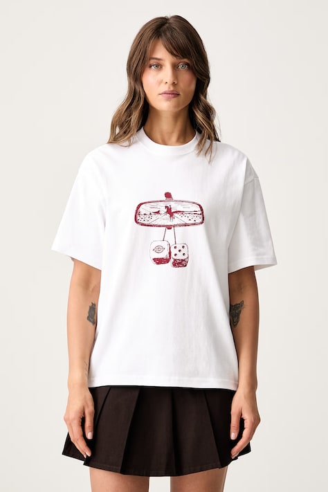 Dickies t-shirt γυναικείο βαμβακερό με ελαστάν λευκό DK0A88PC0WH1