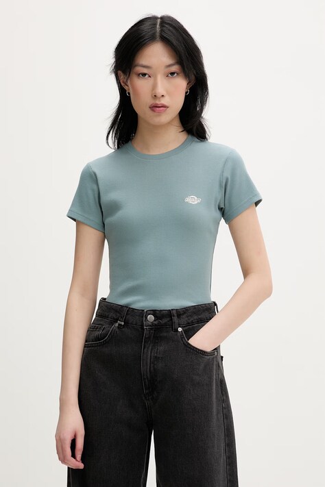 Dickies tričko dámske s bavlnou tyrkysové DK0A87QBL371