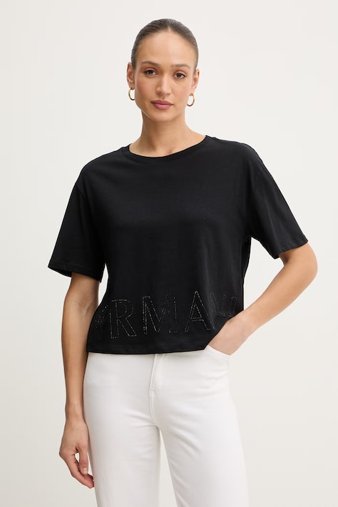 Armani Exchange t-shirt bawełniany damski kolor czarny XW001709 AF17172