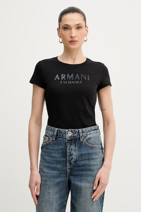 Armani Exchange t-shirt bawełniany damski kolor czarny XW002106 AF10356