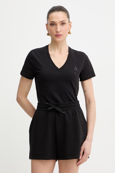 Armani Exchange t-shirt bawełniany damski kolor czarny XW002330 AF10356