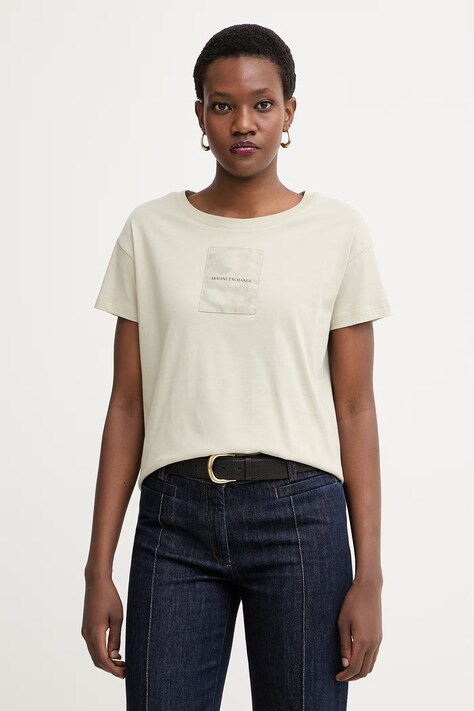 Armani Exchange T-shirt damski bawełniany zielony XW002338 AF10356