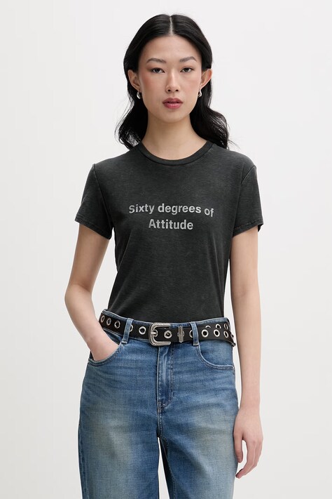 Miss Sixty T-shirt damski z bawełną czarny 6M1SJ72110