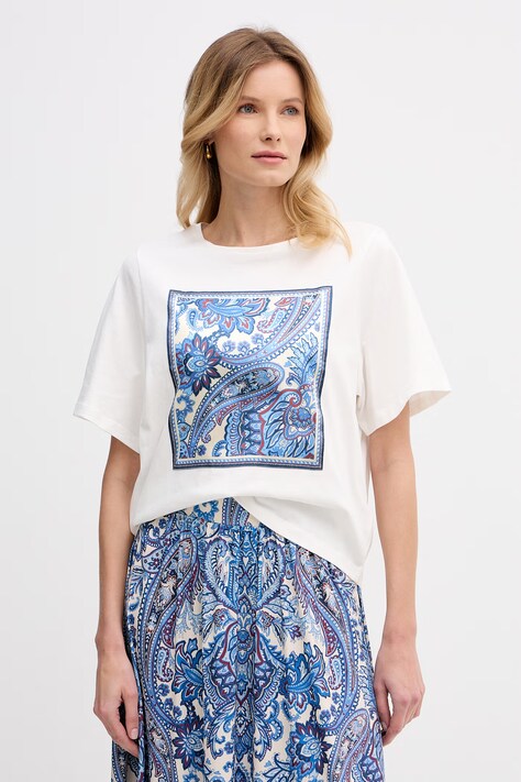 OUI T-shirt Γυναικείο βαμβακερό λευκό 96414