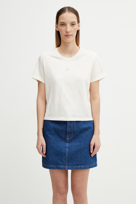 Maison Kitsuné футболка из хлопка для женщин бежевая MW00105KJ7026