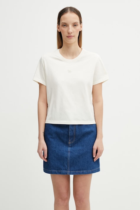 Maison Kitsuné футболка из хлопка для женщин бежевая MW00105KJ7026