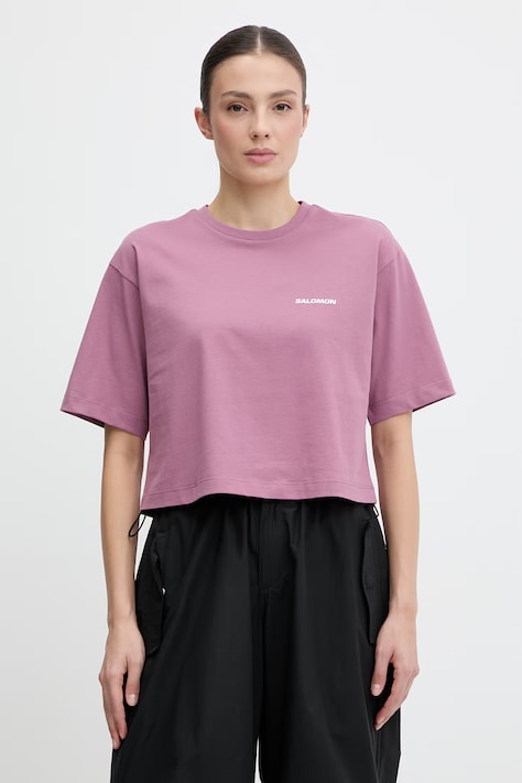 Salomon t-shirt bawełniany damski kolor różowy LC2834700