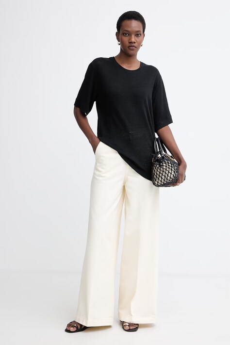 BOSS Orange dámske ľanové tričko C Emma čierna farba 50556387