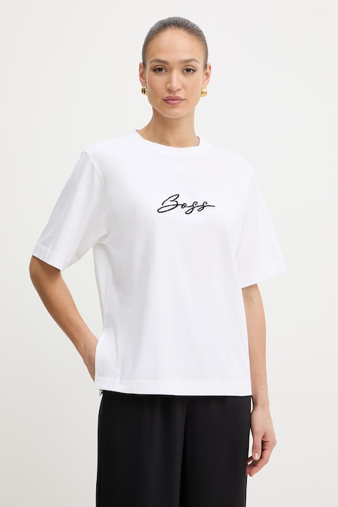 BOSS Orange топ за трениране дамски от памук C Eregular 2 бял 50559075