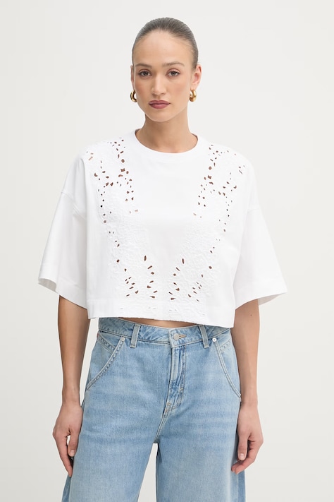 BOSS Orange уголемена тениска дамски от памук C Ephilas 2 бяла 50561392