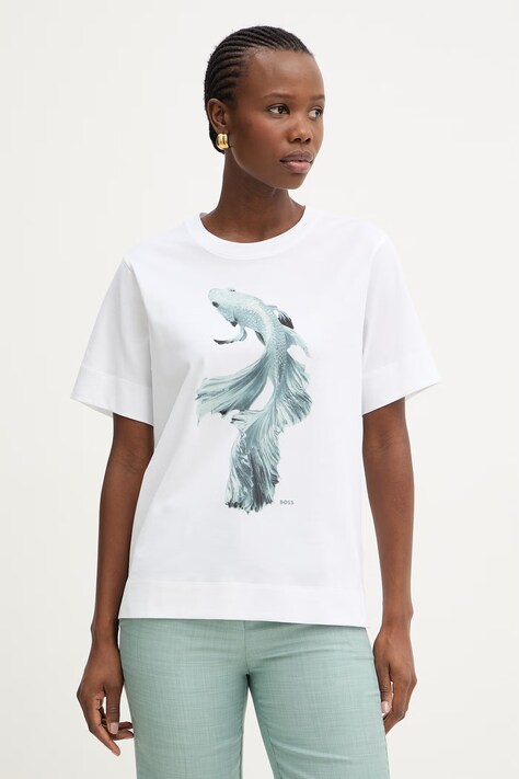 BOSS za žene od pamuka Elpha_placed5 bijela 50560966