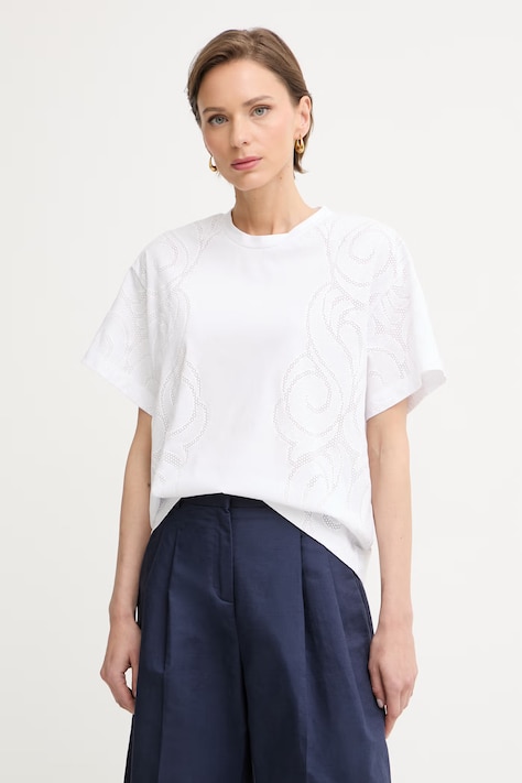 BOSS T-shirt damski z bawełną Elne2 biały 50560987