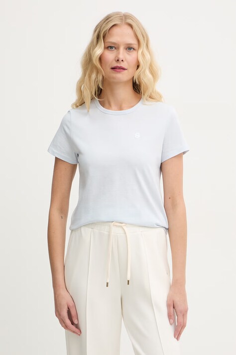 BOSS t-shirt bawełniany Eventsa11 damski kolor niebieski 50562055
