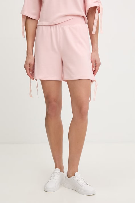 HUGO šortky lounge dámske CASUAL_Shorts ružové high waist 50561063