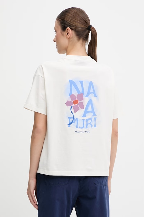 Napapijri t-shirt bawełniany ILIANA damski kolor beżowy NP0A8BC4N1A1