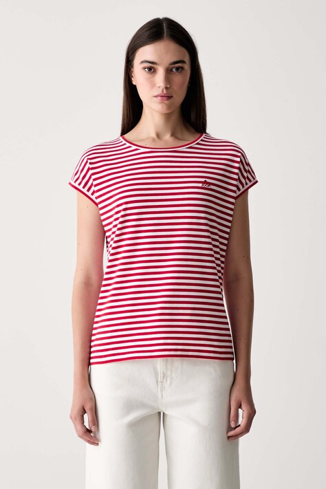 Joop! T-shirt damski bawełniany z elastanem czerwony 30102430