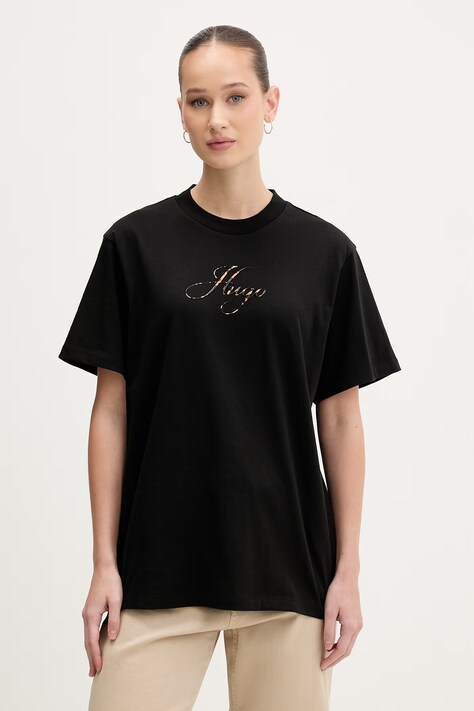 HUGO t-shirt damski Vintage Tee_23 czarny 50560566