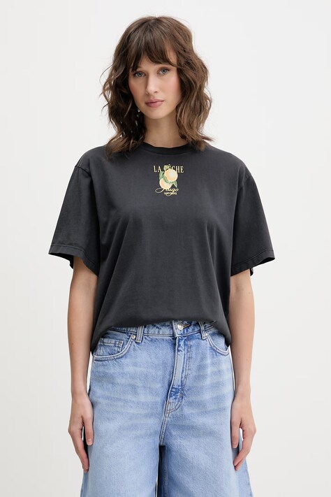 HUGO футболка жіноча бавовняна Vintage Tee_24 сіра 50561264