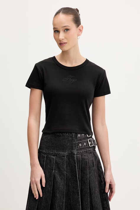 HUGO crop top damski czarny 50568725