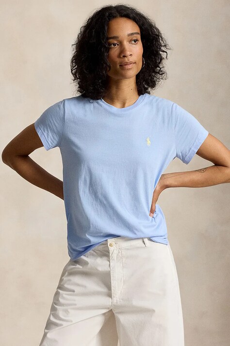 Polo Ralph Lauren COTTON JERSEY-KNT-T-SHIRT basic t-shirt cotton women's blue 211B14605019