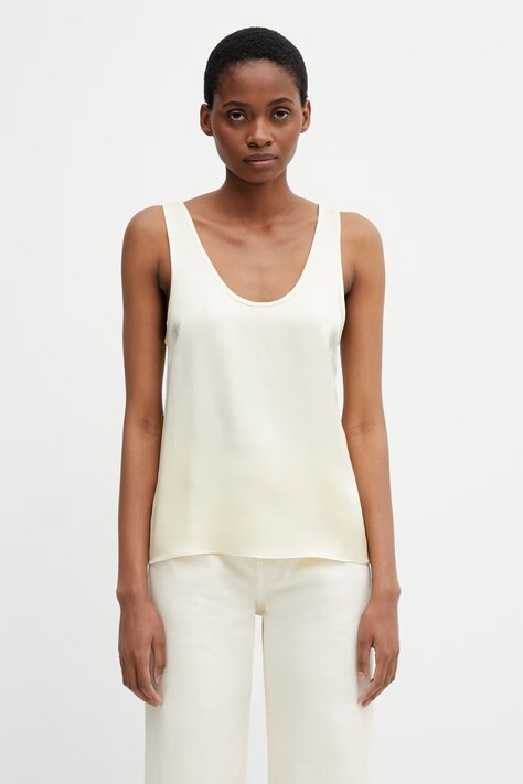 Anine Bing LEA TOP - BUTTER YELLOW top dámsky hodvábny hladký žltý A.07.0839.CRM02