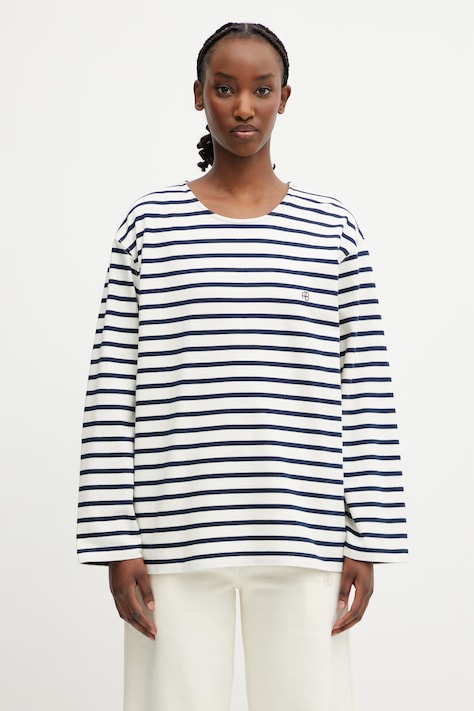 Anine Bing longsleeve damski bawełniany NEWTON TEE ANINE BING - NAVY STRIPE granatowy A.08.11995.STR15