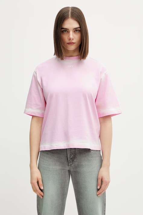 Off-White Spray Off Stamp majica od pamuka za žene roza 2AA124S26JER007