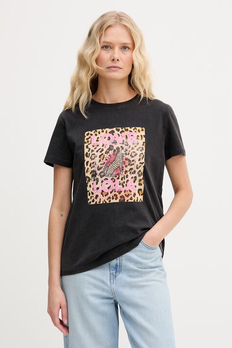 Lola Casademunt t-shirt damski bawełniany czarny LS2615105
