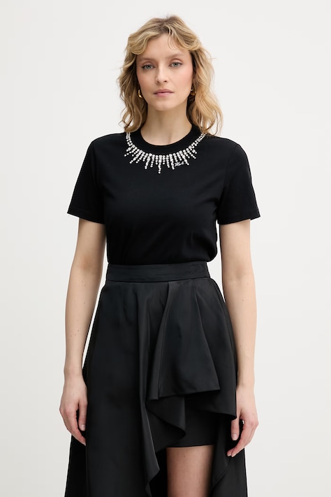 Karl Lagerfeld t-shirt damski bawełniany czarny B2W17017