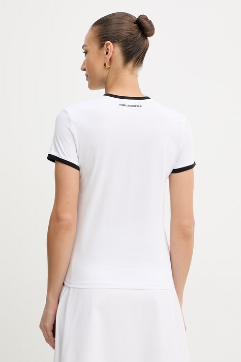 Karl Lagerfeld футболка жіноча бавовняна IKON — SS26-TSD1KI, білий — фото 3