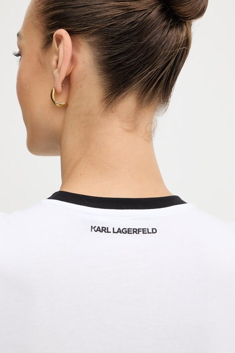Karl Lagerfeld футболка жіноча бавовняна IKON — SS26-TSD1KI, білий — фото 5
