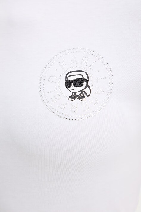 Karl Lagerfeld футболка жіноча бавовняна IKON — SS26-TSD1KI, білий — фото 6