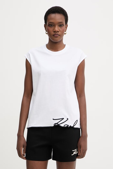 Karl Lagerfeld top damski bawełniany biały B2W17018