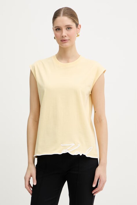 Karl Lagerfeld top damski bawełniany żółty B2W17018