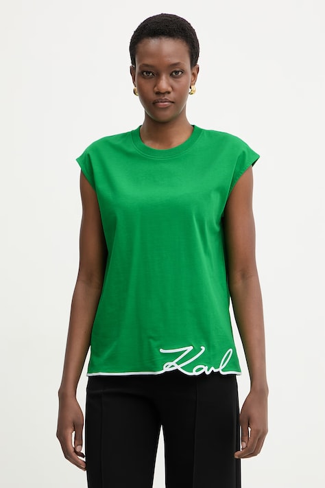 Karl Lagerfeld топ для женщин из хлопка зелёный B2W17018