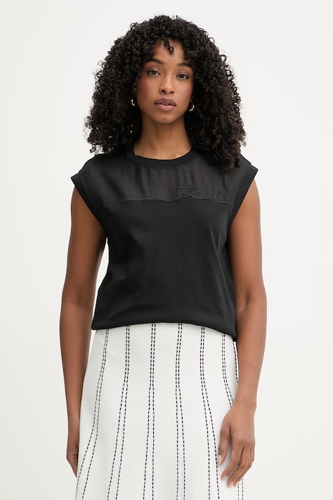 Karl Lagerfeld top damski bawełniany czarny B2W17019