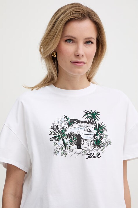 Karl Lagerfeld футболка жіноча бавовняна — SS26-TSD1KT, білий — фото 4