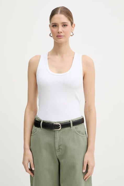 Karl Lagerfeld top dámský bavlněný s elastanem bílý B2W17092