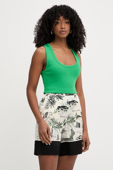 Karl Lagerfeld top damski bawełniany z elastanem zielony B2W17092