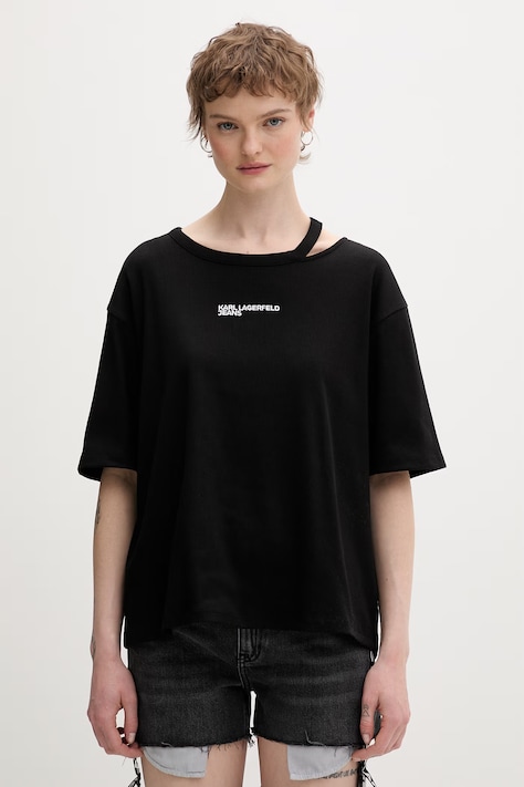 Karl Lagerfeld Jeans T-shirt Γυναικείο μαύρο B2W17077