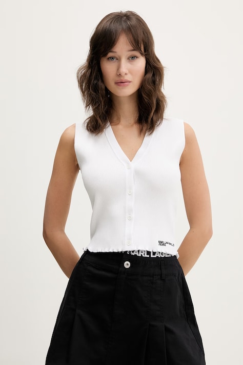 Top Karl Lagerfeld Jeans biela farba, B2W18024