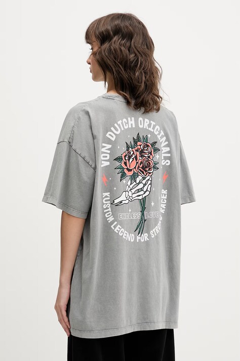 Von Dutch majica ženska od pamuka siva VD/2/TR/HAND
