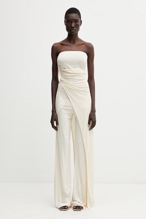 Rick Owens Lilies μπλούζα με ανοιχτούς ώμους γυναικεία με βισκόζη μπεζ απλή LI01F7114.RV