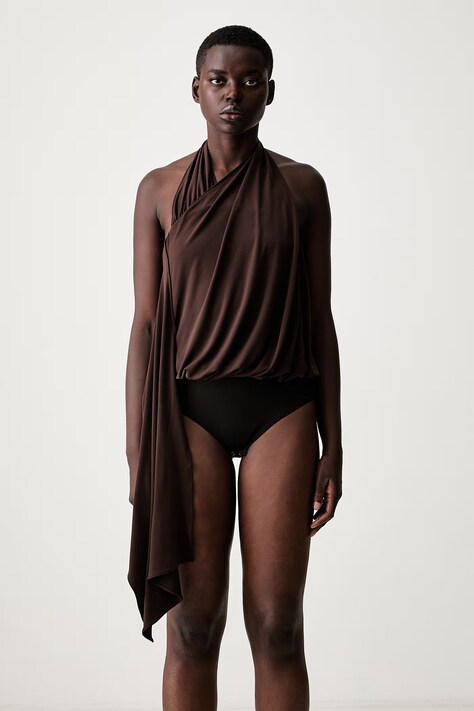 Coperni body damskie Sarouel brązowe gładkie COPT133F5022