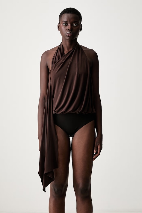 Coperni body damskie Sarouel brązowe gładkie COPT133F5022