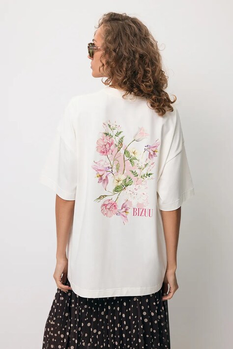 Bizuu t-shirt bawełniany RIONA damski kolor biały RIONA KREMOWY