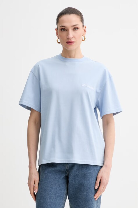 La Mania t-shirt oversize damski bawełniany CARENA niebieski CARENA