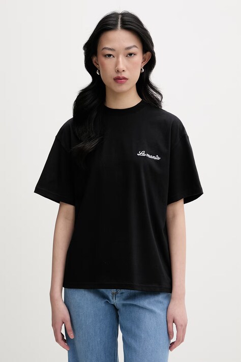 La Mania t-shirt oversize damski bawełniany CARENA czarny CARENA
