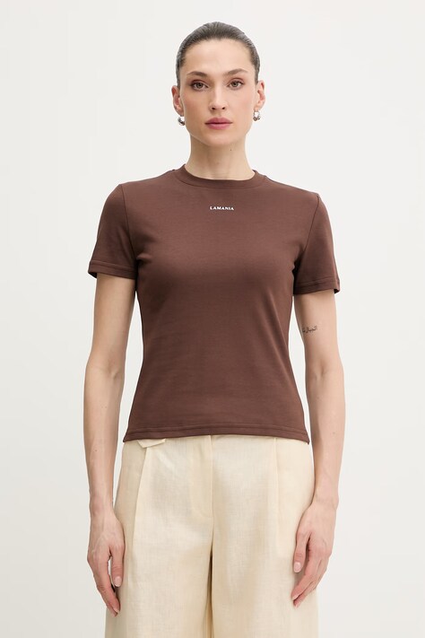 La Mania t-shirt bawełniany ANN damski kolor brązowy ANN